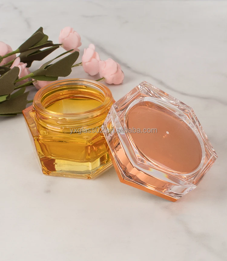 New design Cosmetic glass bottle set Hexagon skincare cosmetic packaging customization glass container supplier