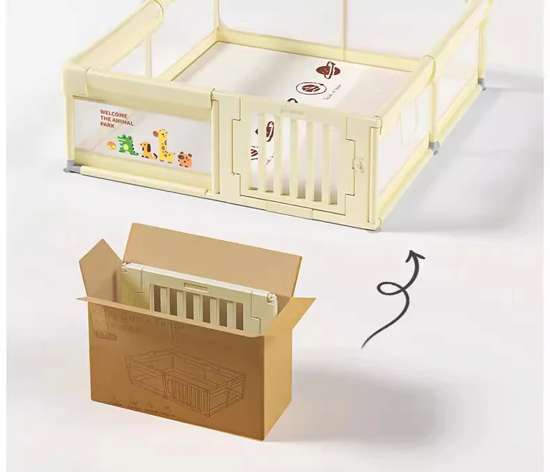 Babies and Toddlers Foldable Playards with Gate Large Baby Fence Play Area Adjustable Baby Playpen Play Pens