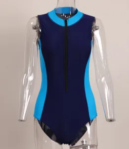 Factory Wholesale HZSN Swimming Costumes Color-blocking Design Integrated Swimming Suit