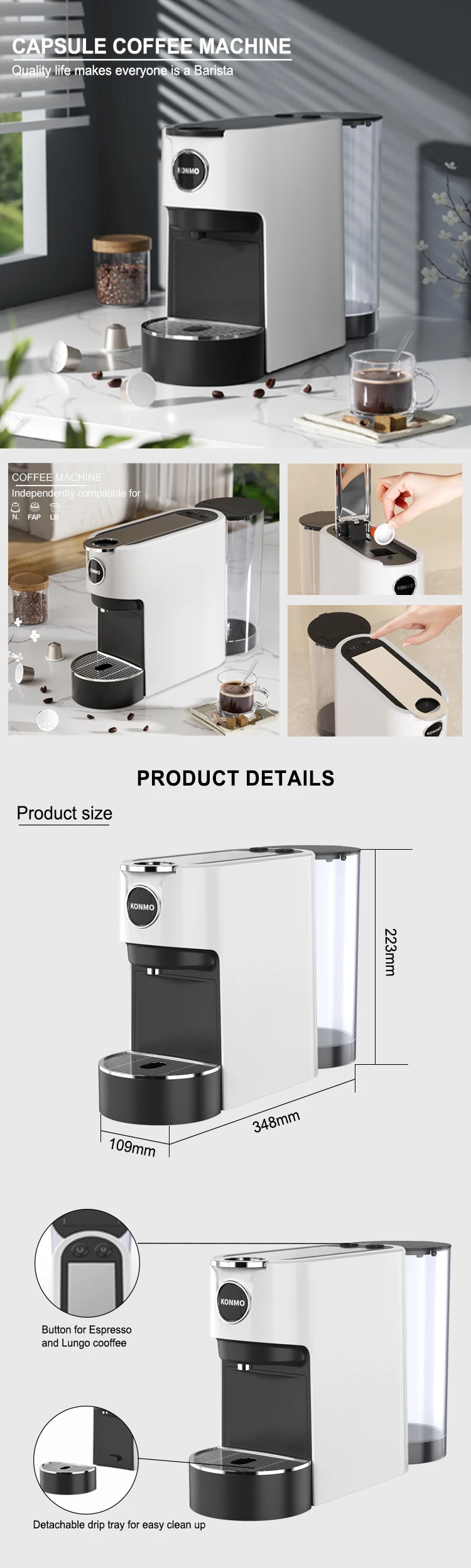 Caffettiera Vital Espresso Robusta 20 Bar - Macchina Per Caffè E Cappuccino - Foto 5