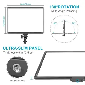 Neewer Ultra-Slim LED Video Light, 40W 3200K-5600K CRI95+ Dimmable Bi-Color LED Soft Light Panel with LCD Display for Game Live detail image