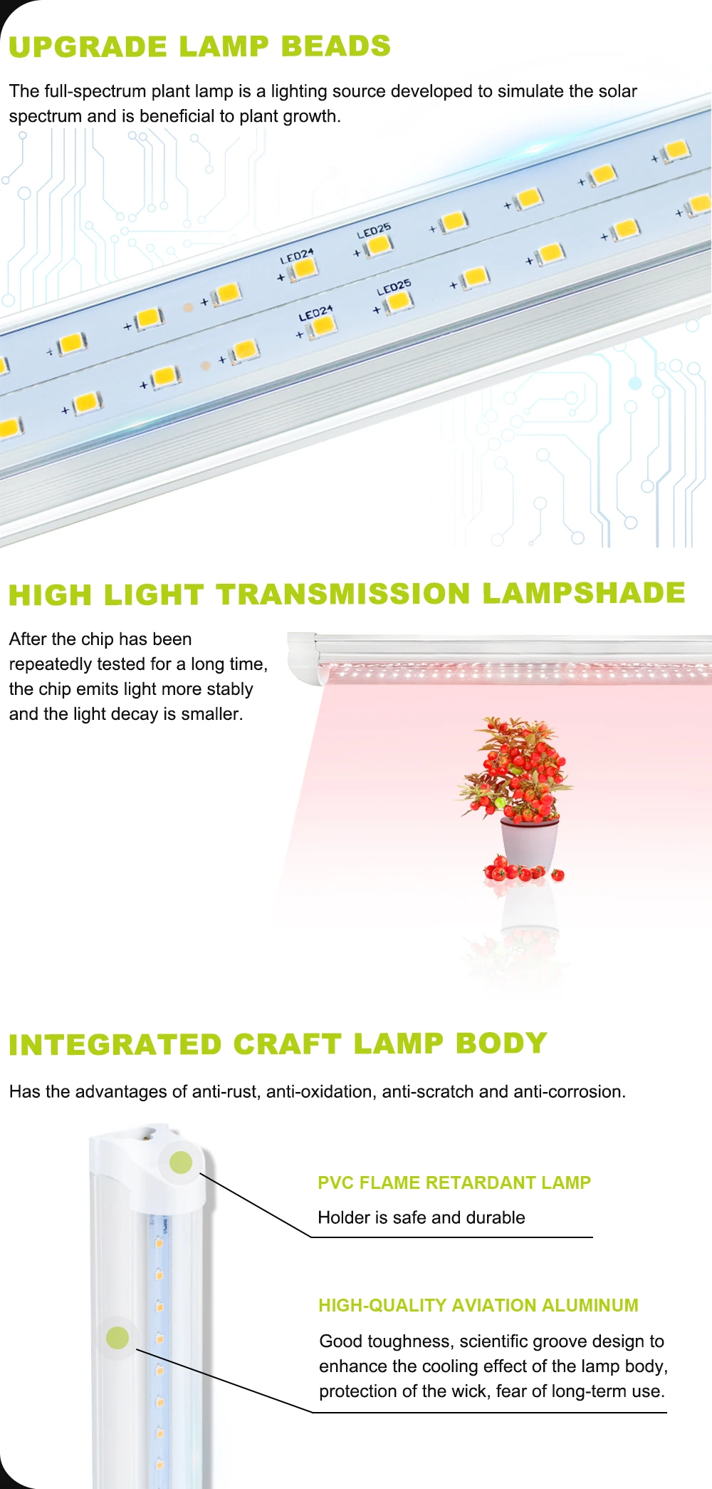 9w 20w 36w T8 Full Spectrum Single Double Row Dragon Fruit Led Tube