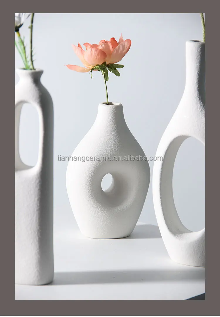 Custom Promotional Logo Nordic Modern White Ceramic Vase for Home Decor Desktop Interior Decorative Table Hollow Out Flower Vase.jpg