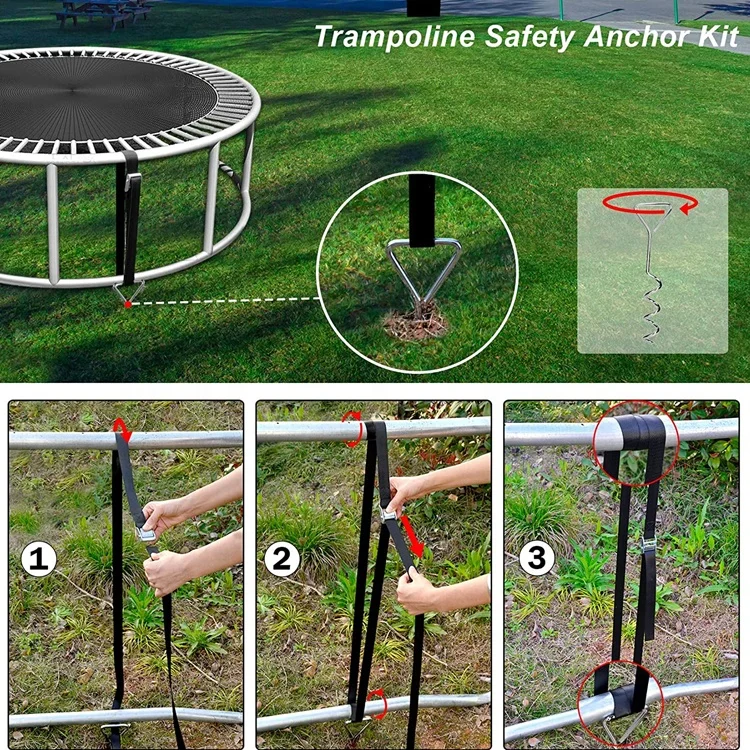 Сверхпрочная система привязки с спиральным наземным АНКЕРОМ из нержавеющей стали набор 4 анкеров для