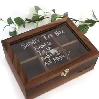 Christmas Gift Wooden Tea Box with Acrylic Window acacia wooden tea box