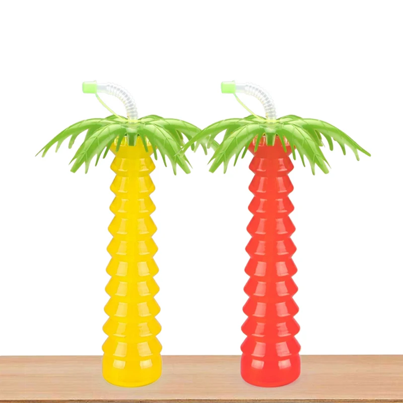 Factory Price Coconut Palm Tree Led Bottle Lights 700 ml Plastic Yard of Beer Glass