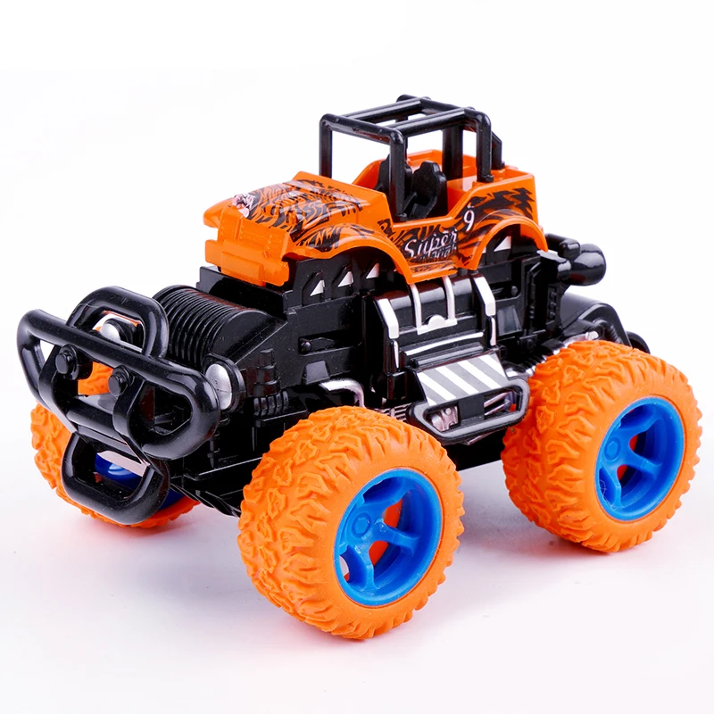 Customizable Children Stunt Pull Back Truck Set Friction Racing High Speed Plastic Car Vehicle Deformation 4WD Car Toy