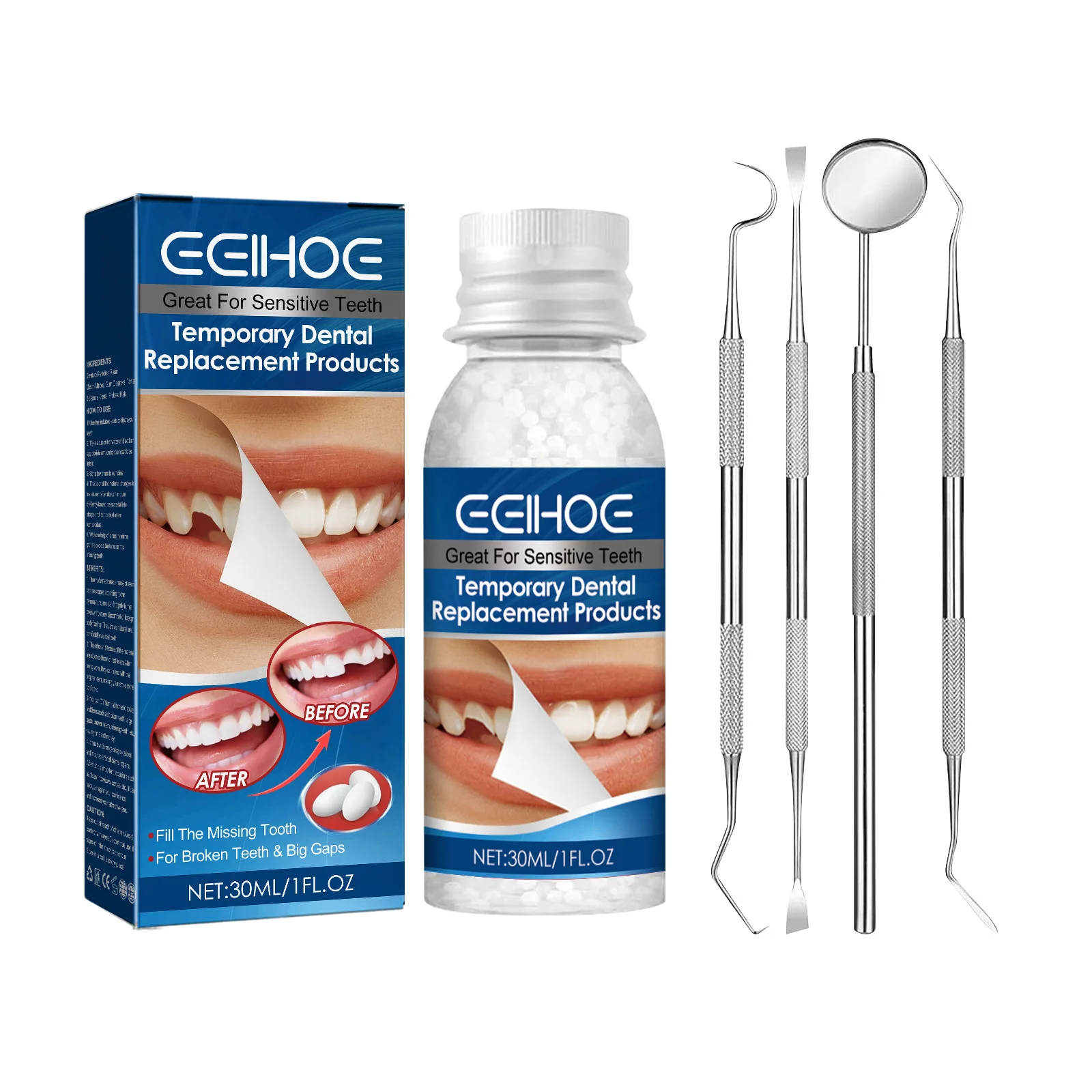 Tooth Packing Kit Multi-Purpose Dental Repair Kit with Temporary Filling Gel and Cavity ...