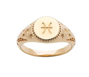 Manufacturer Rose Gold 12 Month Star Zodiac Jewelry Finger Rings Open Adjustable Real 18k Gold Plated Sign Ring