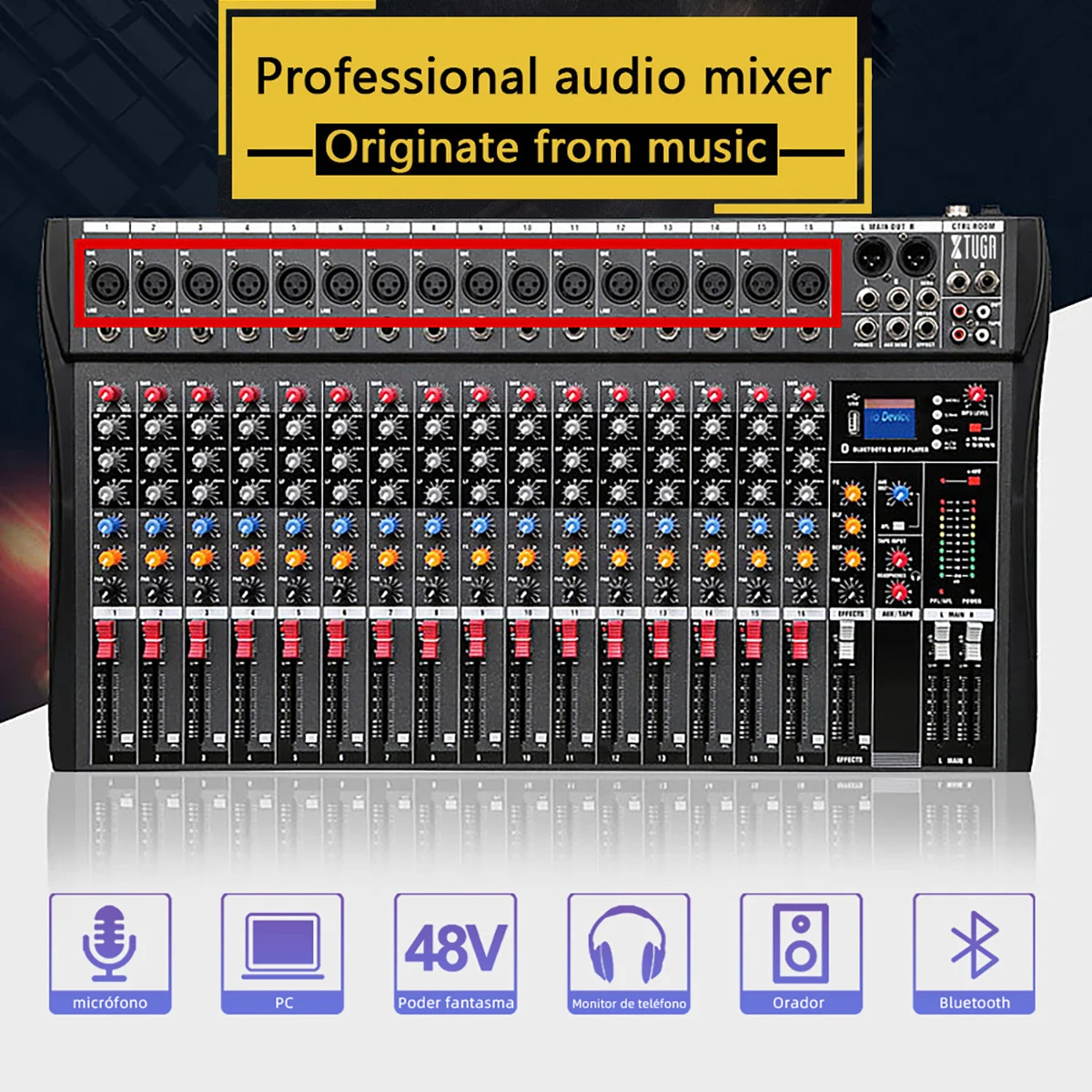 High Quality Professional Digital Audio Mixer With Amplifier Mixer BT USB Function