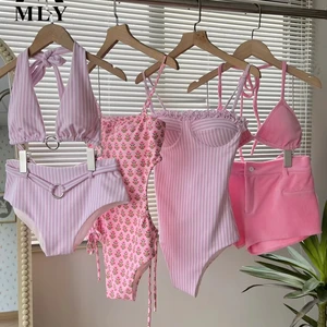 MLY Custom Logo Lady Sexy Bikini Thong Bandage Swimsuits Private Label Design Print Swimwear and Beachwear for Women