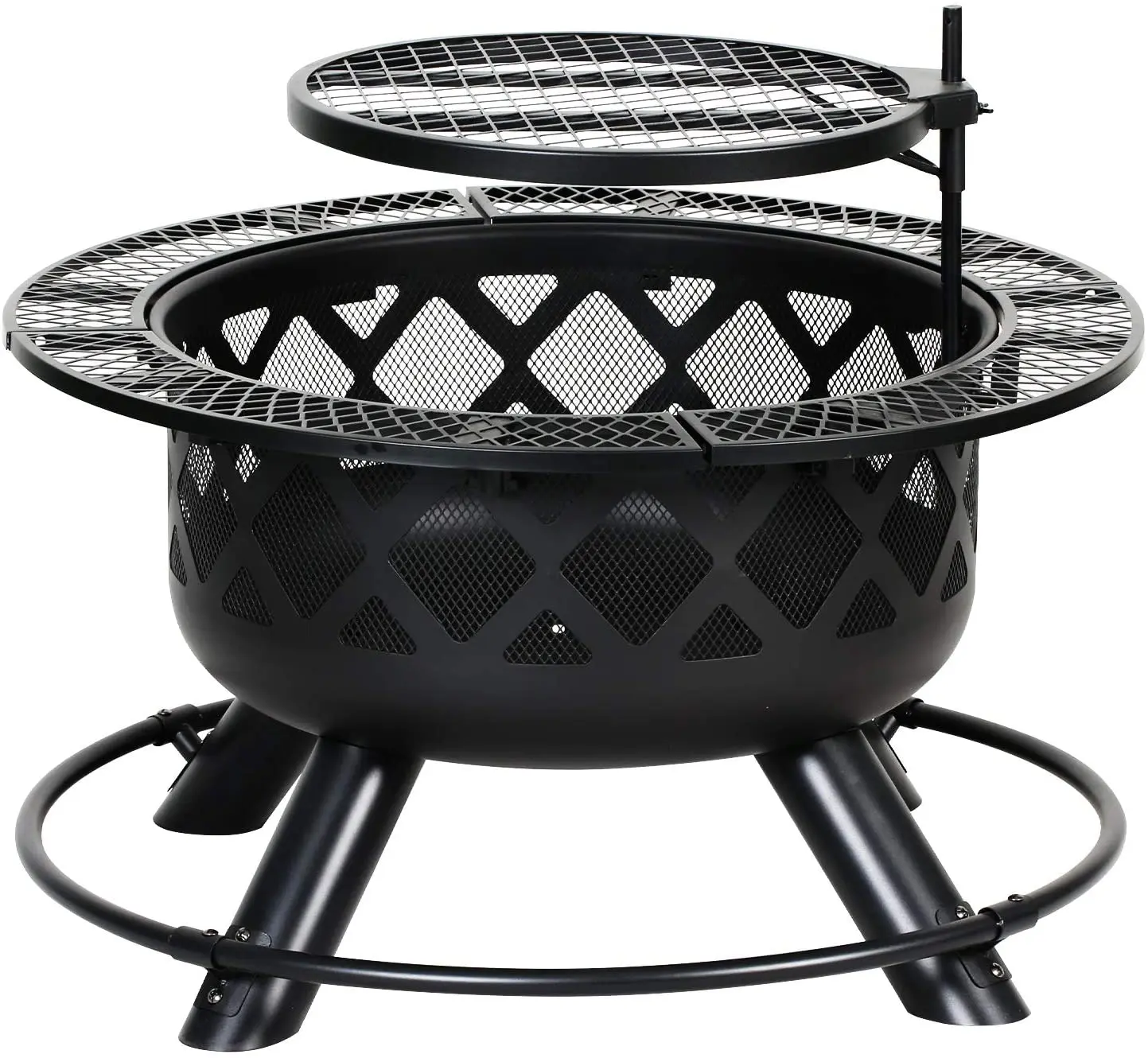 bbq grill charcoal Wood Burning Fire Pit, 32 Inch Outdoor Backyard Patio Fire Pit Black