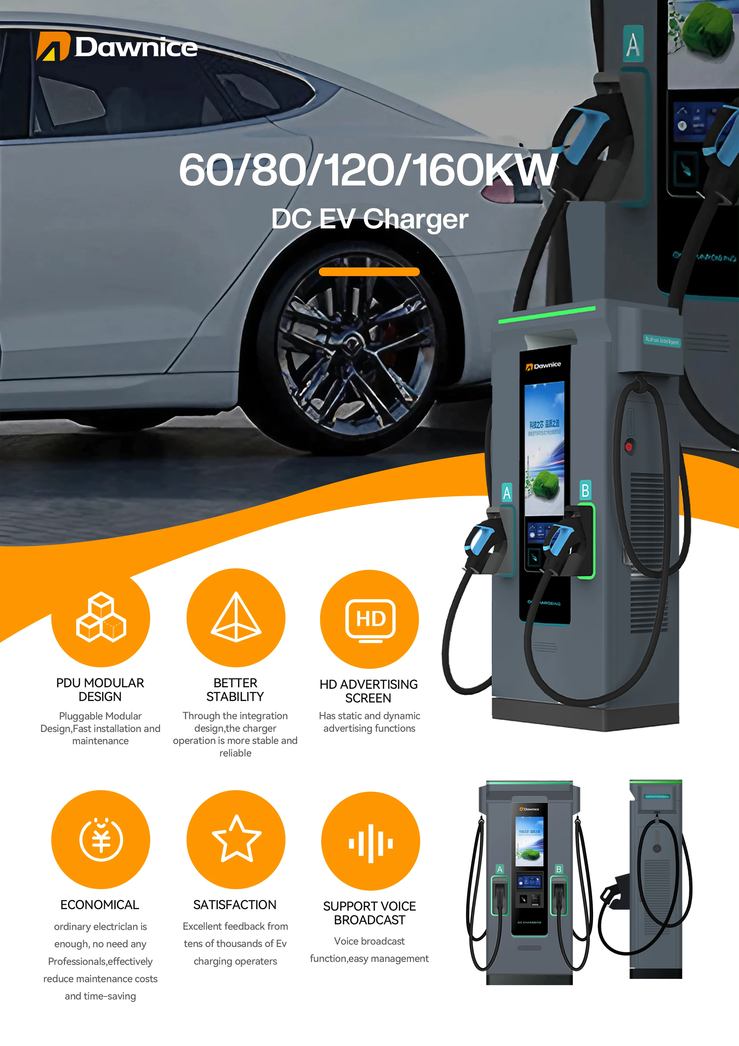 Electric Level 3 Dc Charger Truck Public Ev Fast 240kw 250kw 300kw 360kw 400kw Charging Station 350kw with Advertising Screen