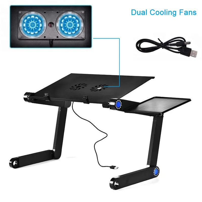 Computer Table Aluminum Alloy Folding Adjustable Laptop Stand Notebook Computer 360 Degree Computer Desk for Bed Nearpow