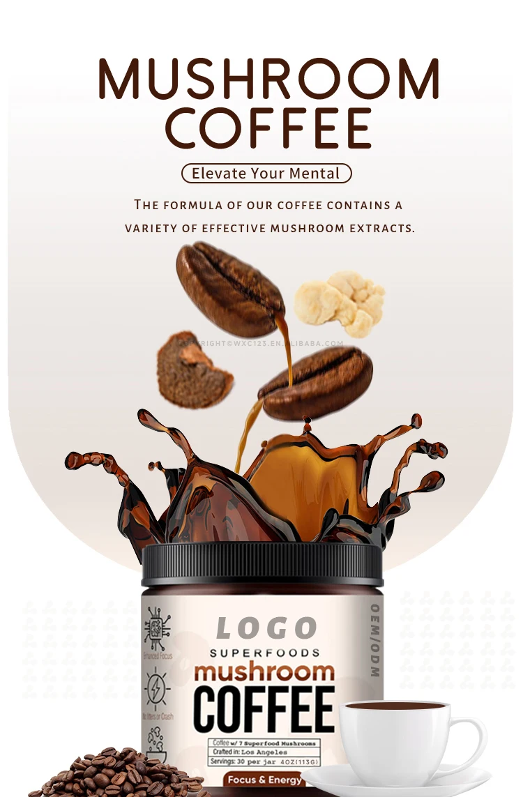 Oem Private Label Ganoderma Coffee Black Instant Mushroom Coffee