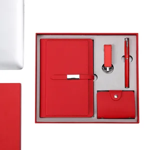 Wholesale Custom Logo Journal Magnetic  Pu Leather Notebook Business Card Holder Insulated Water Bottle Stationery Set