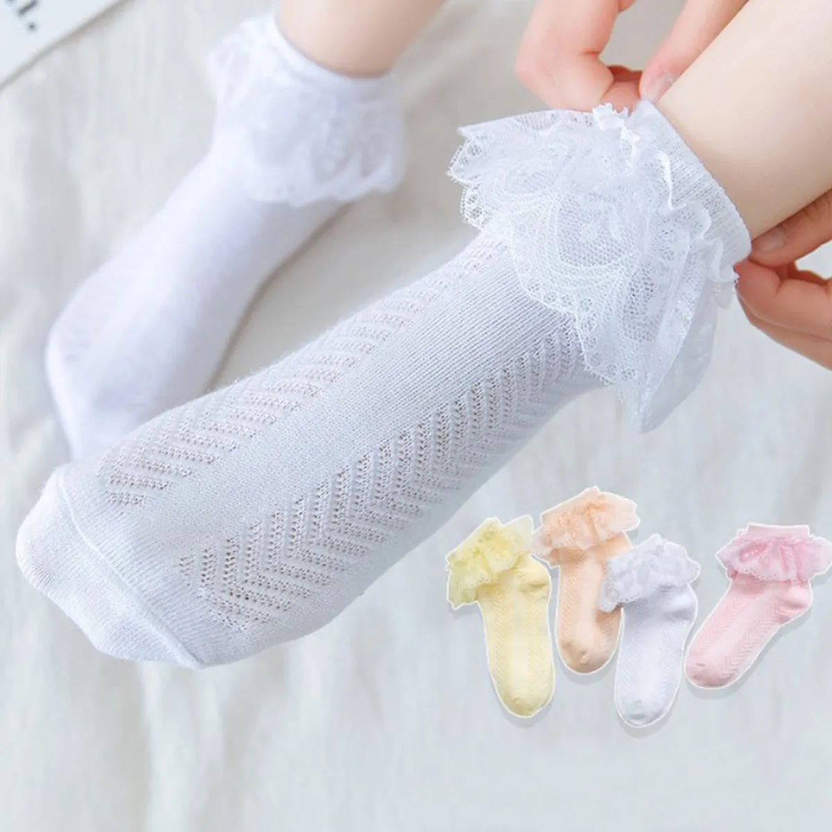 Chaussettes Cheville Dentelle Pour Filles - Volants Princesse, Respirantes, Pour Fête, Photo Ou Quotidien