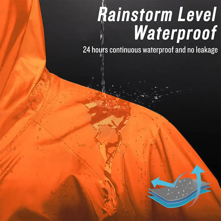 logo Color Size Custom Hi-viz Fluorescent Orange Pu Rain Jacket Orange Hi Vis Raincoat Rain Windbreaker Jackets with Hood