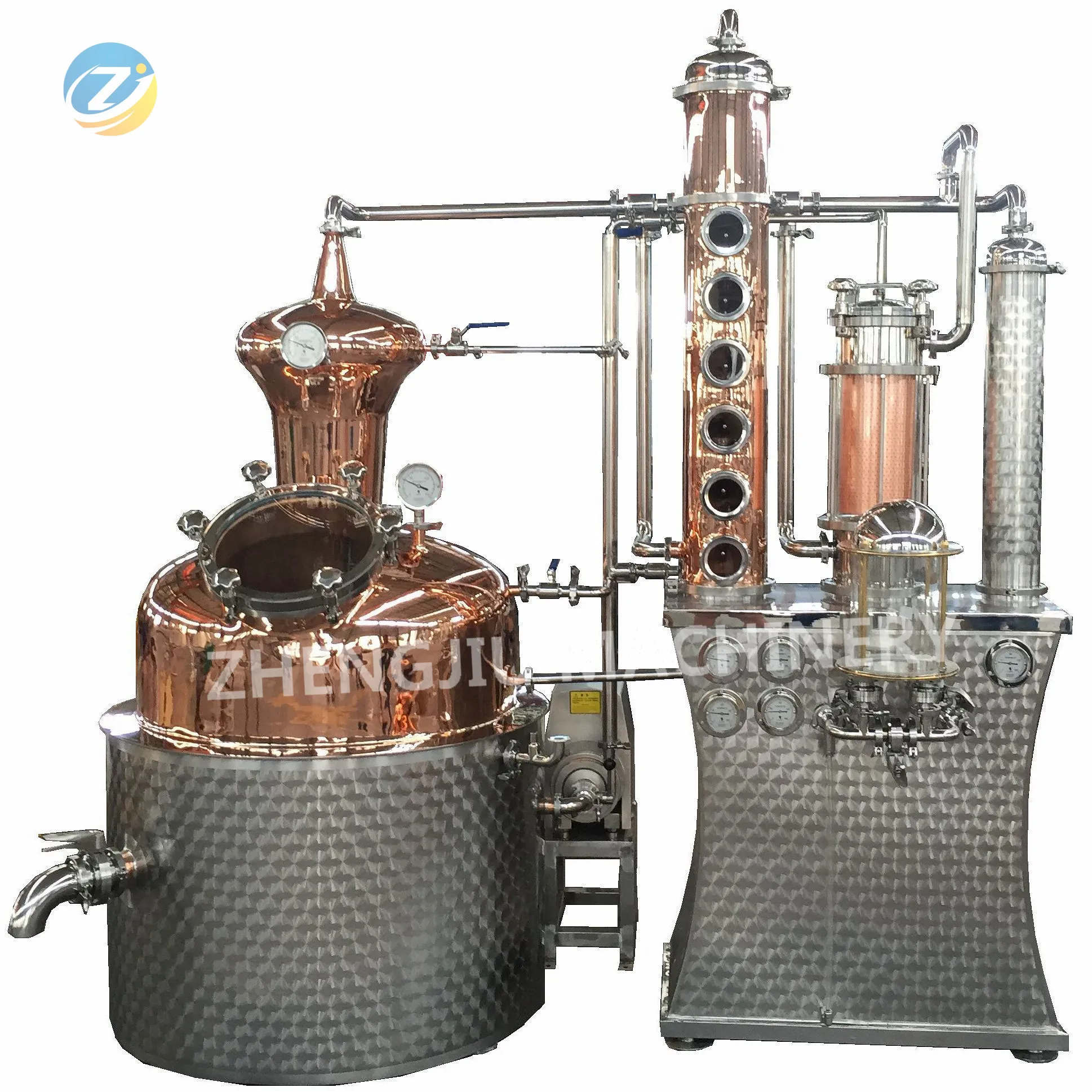
Высокоэффективное оборудование для непрерывной дистилляции с короткой дорожкой SUS304 / SUS316 / Red Copper T2 спиртовой пивной бар 
