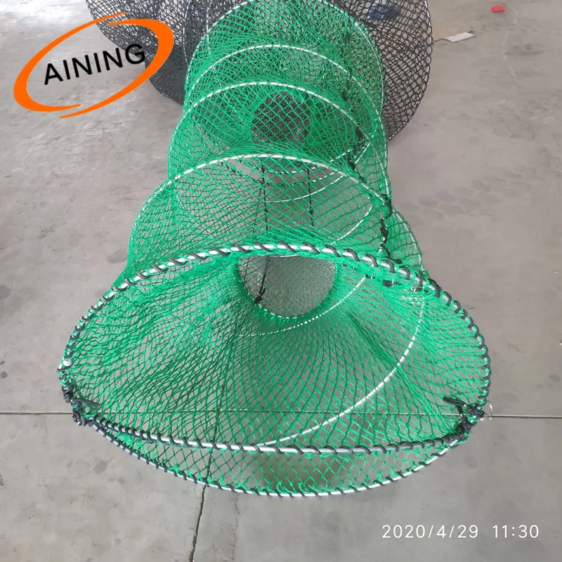Spring Foldable Black Cod Factory Exporting Crab Pot Trap Hdpe Double Knot Green Nylon Fishing Net