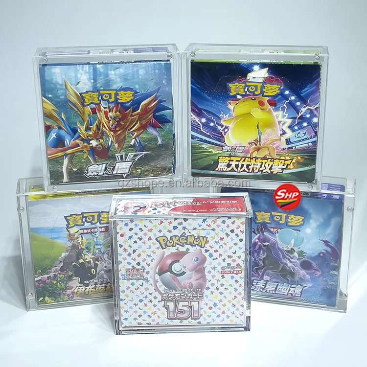 SHP Factory Wholesale Acrylic Pokemon Japanese Booster Box With Strong Magnetic Pokemon Original Japanese Cards Display Case SHP Factory Wholesale Acrylic Pokemon Japanese Booster Box With Strong Magnetic Pokemon Original Japanese Cards Display Case