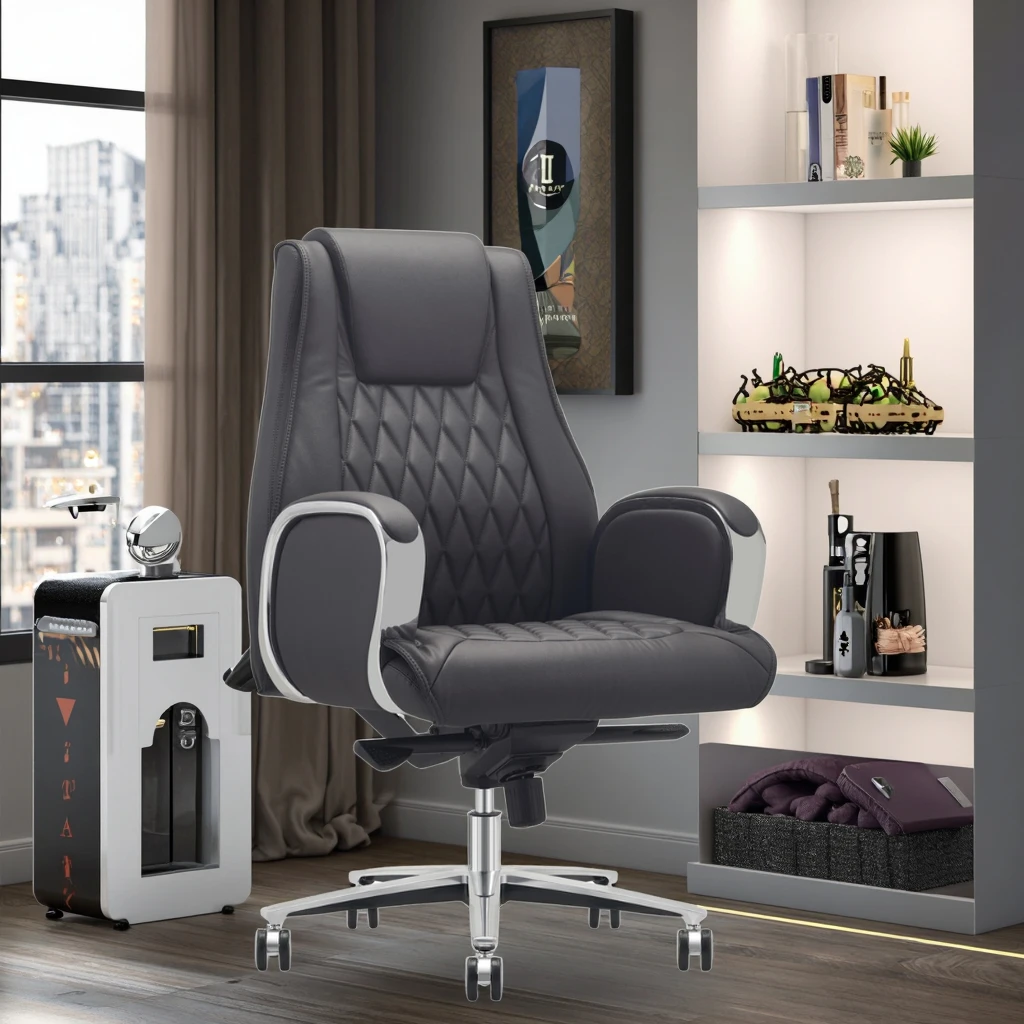 Luxury Managers Office Chair Aluminum Armrests Dual Density Sponge Breathable Back Office Upgrade 5