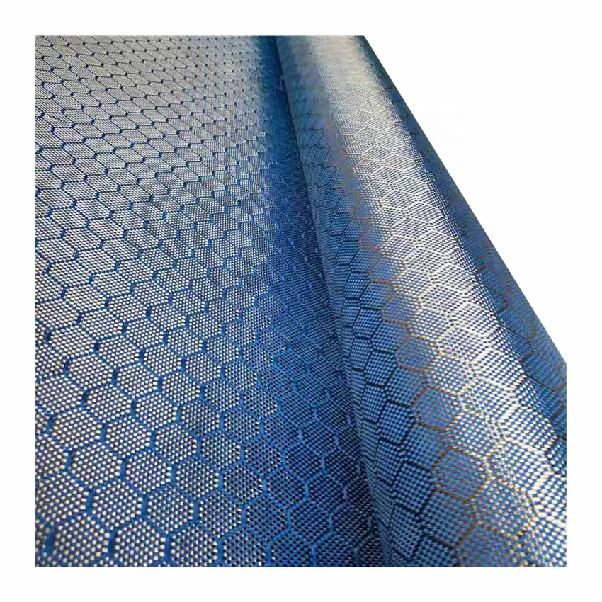 blue honeycomb carbon aramid hybrid jacquard