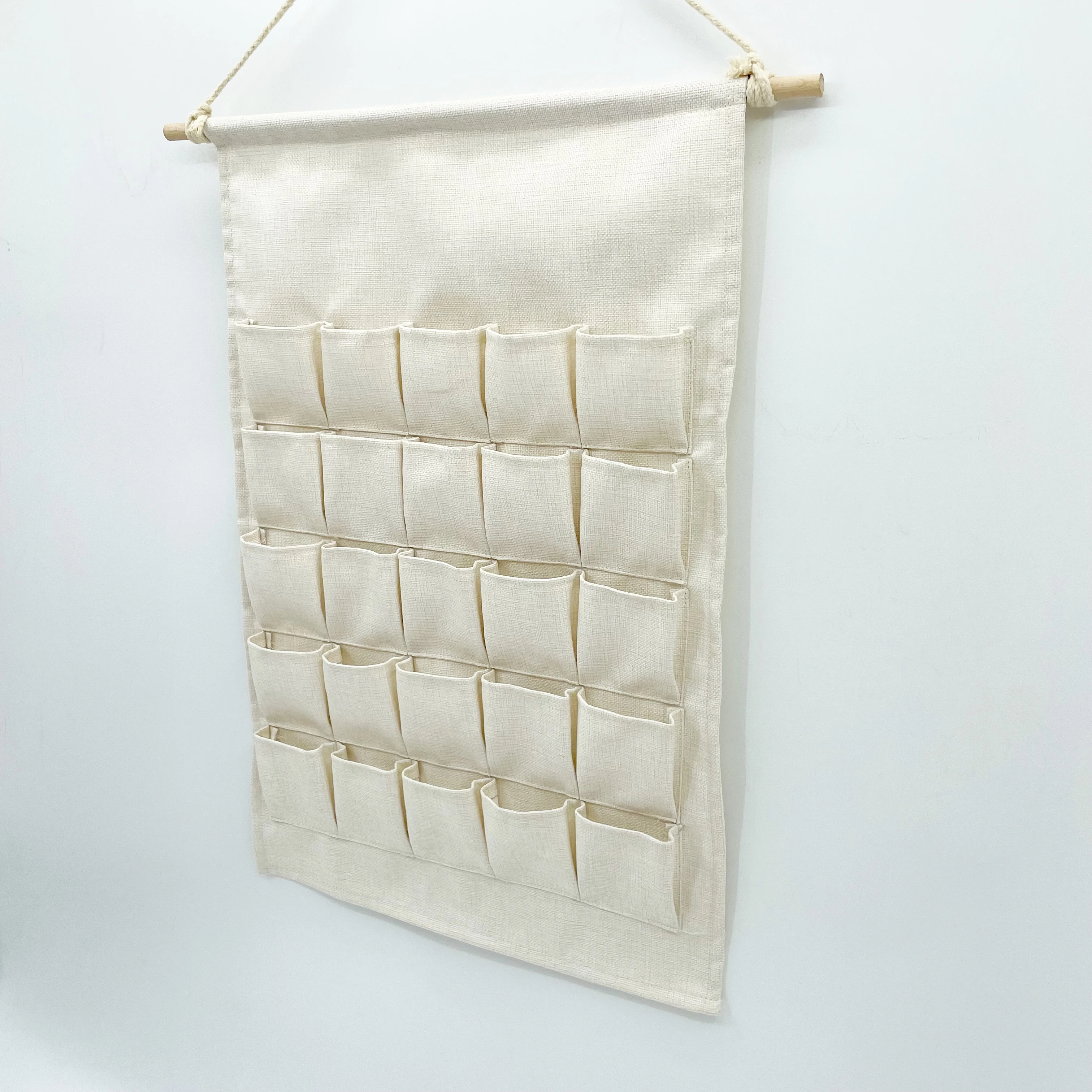 Sublimation Blank Burlap Christmas Advent Calendar with Pockets Wall Hanging Bag for Home Xmas Countdown Decoration