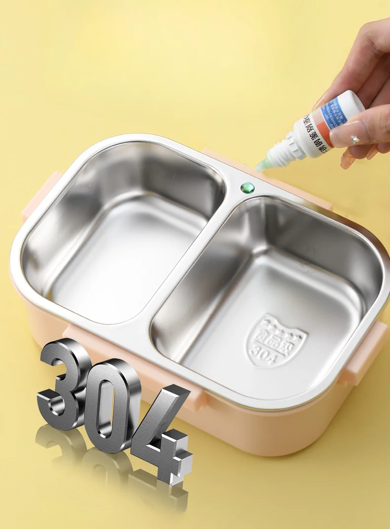 Wholesale Tiffin Box Microwave Safe Plastic Lid Stainless Steel Lunch Box 700ML Hot Water Insulation Lunch Container Bento Box_15