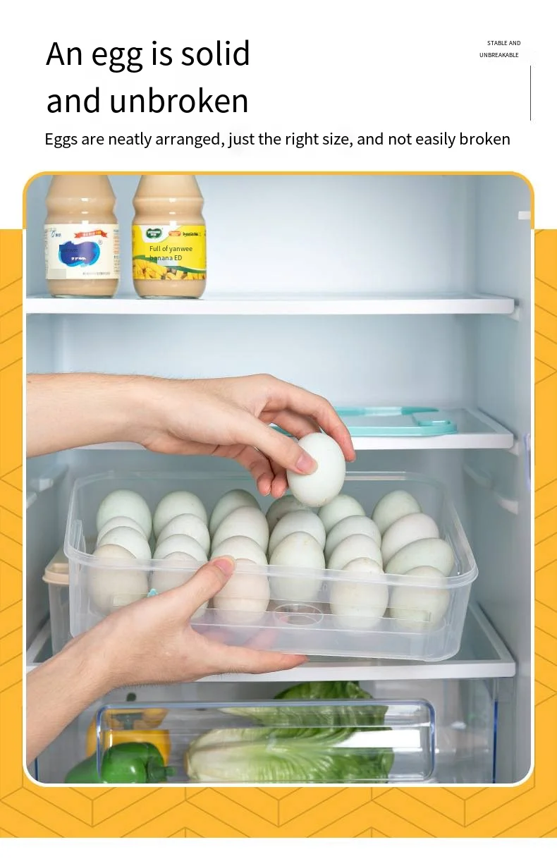 Refrigerator egg box Fresh-keeping storage Household plastic container to put eggs on the rack of shockproof box factory