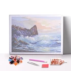 Acrylic Beads Diamond Painting Frame Picture Frames Wholesale Custom Picture Seascape Round Full Drill 5D Diy Acrylic Beads Framed Diamond Painting
