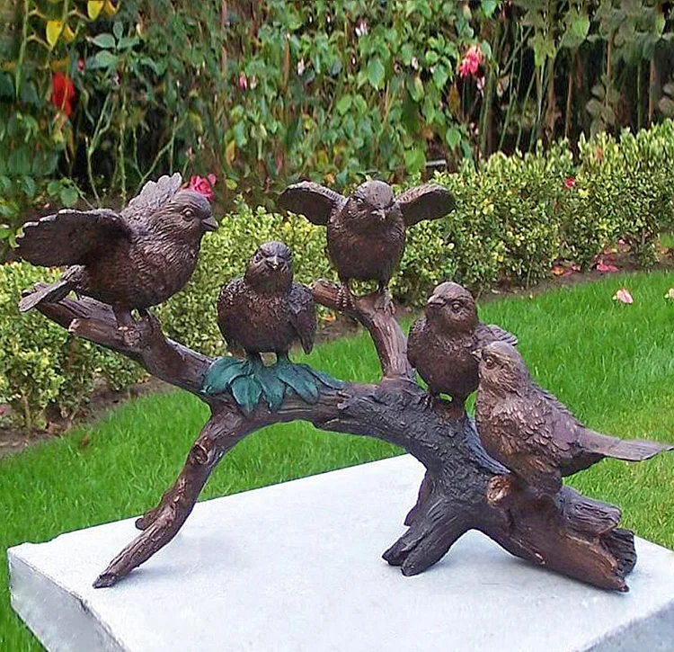 Statues de jardin d'oiseaux, décor de bain d'oiseau en béton, mangeoire à  oiseaux de jardin en pierre, figure d'oiseau de ciment en plein air