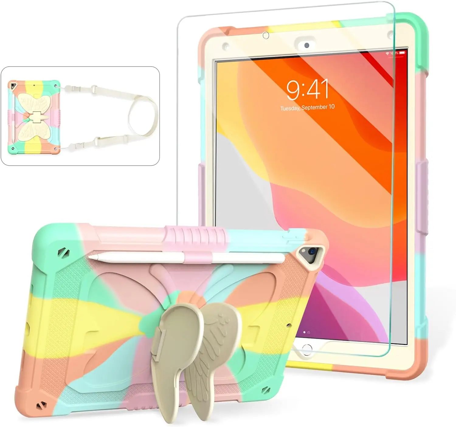 Children's Butterfly colorful shock-proof solid case 3-in-1 for ipad 10.2-inch super drop-proof flat case ALF-034 Laudtec