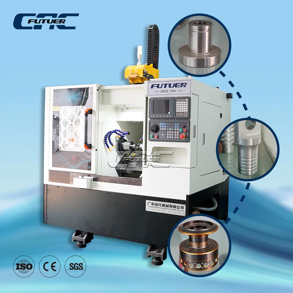 CNC Turning Lathe Machine Heavy Duty Slant Bed with Servo Driven Spindle Enclosed Guard and Automatic Bar Feeding System