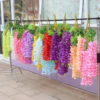 L050 Artificial Flowers Vine Colorful Wistaria Wedding Hotel Ceiling Decoration 110 Cm Long Wisteria Flowers for Wedding