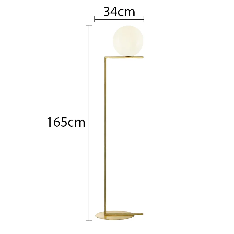 Modern Style Nordic Led Floor Lamp Iron Bedside Night Light White Glass Lampshade Waterproof Hotel Contemporary Design
