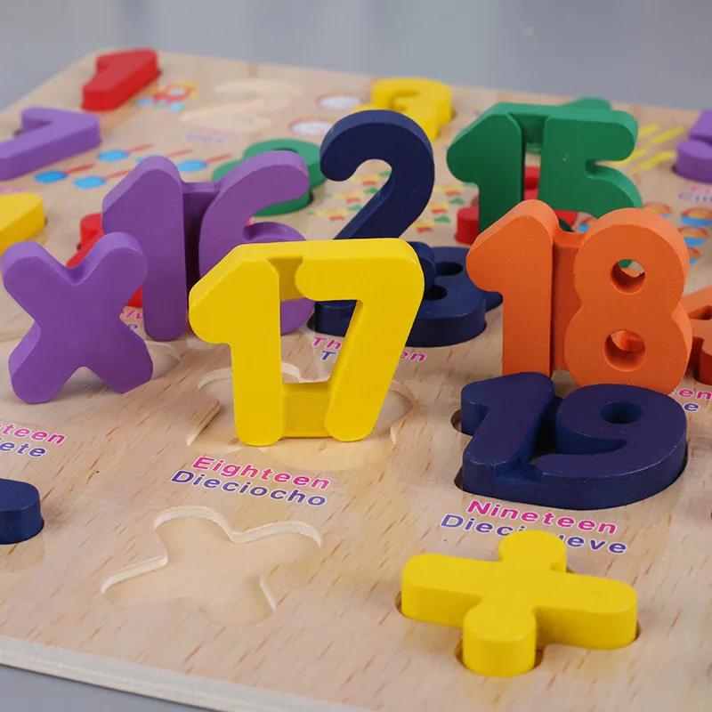 Wholesale Wooden Alphabet Number Enlightenment Cognitive Plate Wooden Puzzle Toy Educational