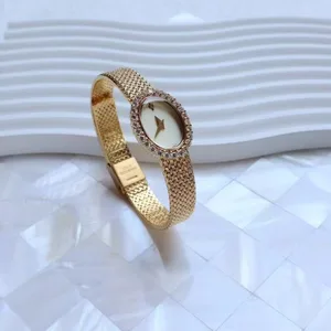 2026 New Women Vintage Watch With Japanese Movement New Fashion Diamond-Studded Small Oval Dial Waterproof Quartz Watch