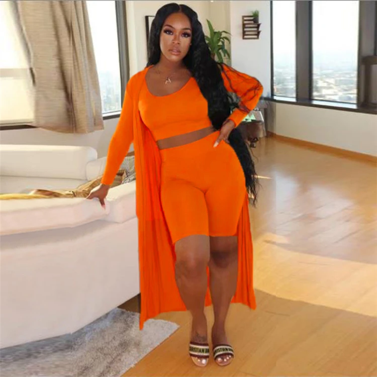 1041316 New Arrival 2021 Women Fashion Clothing Solid color Plus Size Women 3 Piece Set