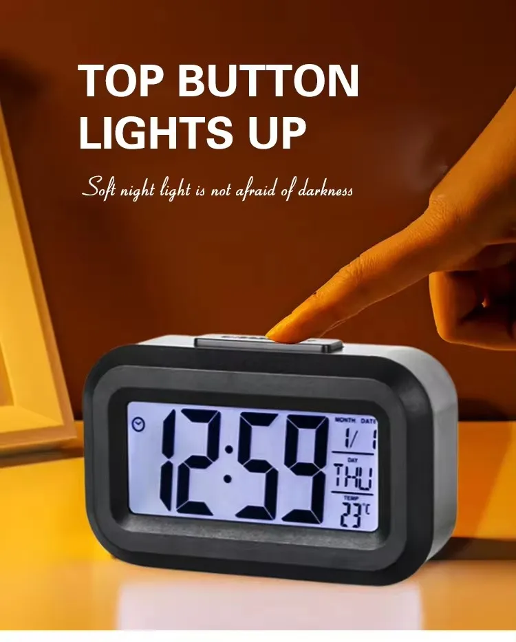 Hot Selling Manufacture with Mini Date Temperature Timer Office Bedroom Study Alarm Clocks Smart Table Night Light Clock
