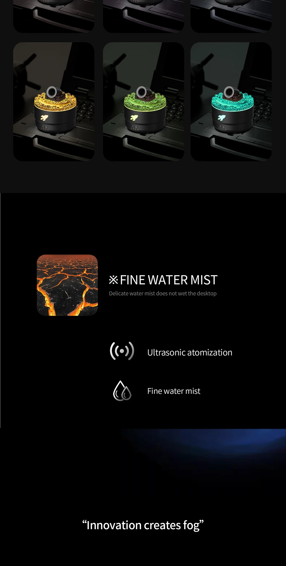 Volcanic Lava Cracks Portable Ultrasonic Aroma Essential Oil Diffuser Cannon Air Humidifier for Home