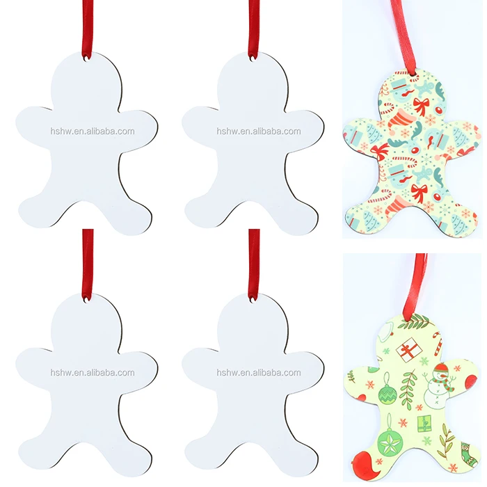 Blank Christmas Tree Gingerbread Man Sublimation MDF Ornaments