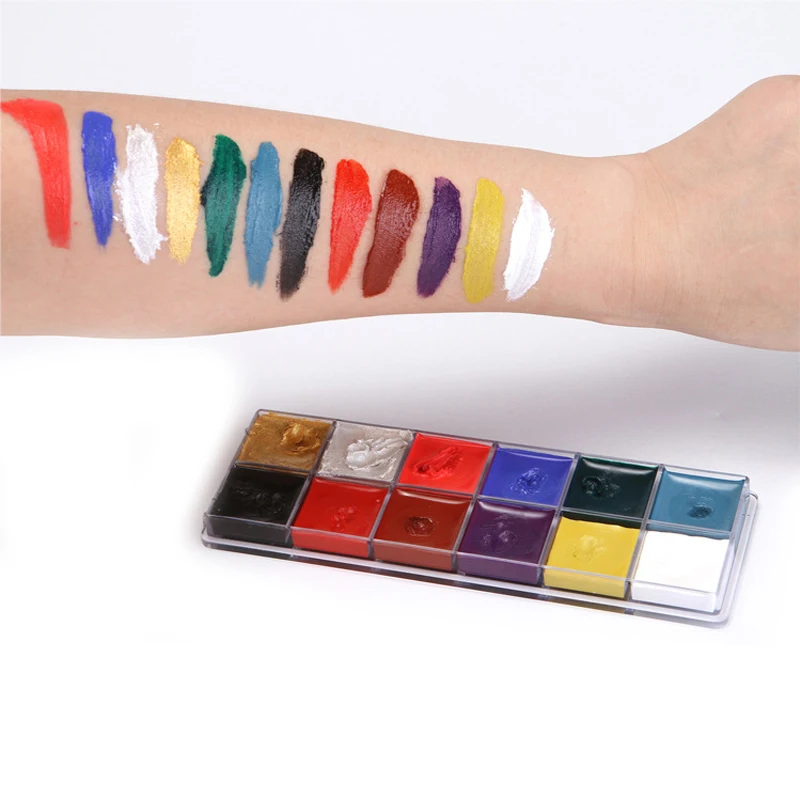 Vivid Colors Kids Face Paint Set 12 Colors Body Paint Set with Stenci Free From Paraben