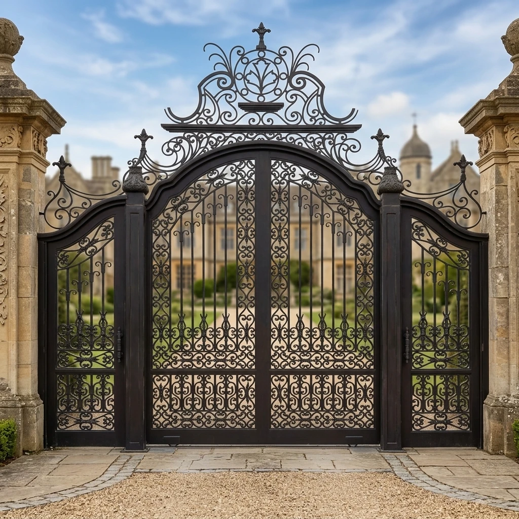 Modern Wrought Iron Main Gate Design for Villa Driveway Exterior Garden ...
