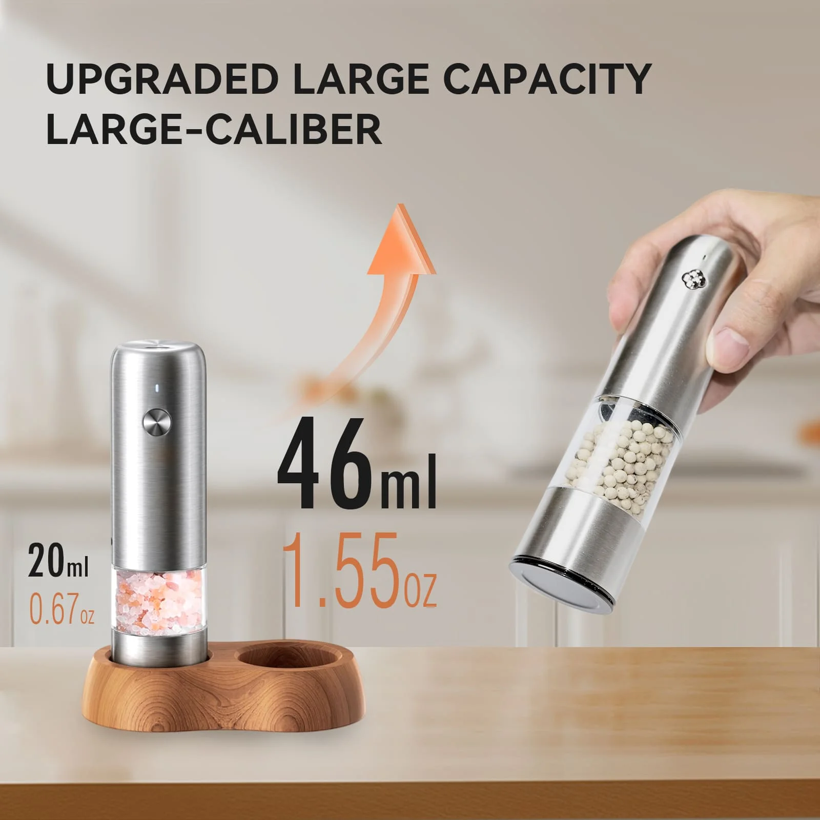 Kitchen Gadgets Metal Flower One Button Control Mini Electric Salt and Pepper Grinder Set Portable Pepper Mill Good for Travel