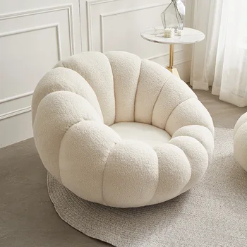 Nordic Teddy Living Room Chair Wool Fabric Luxury Single Seater Sofa ...