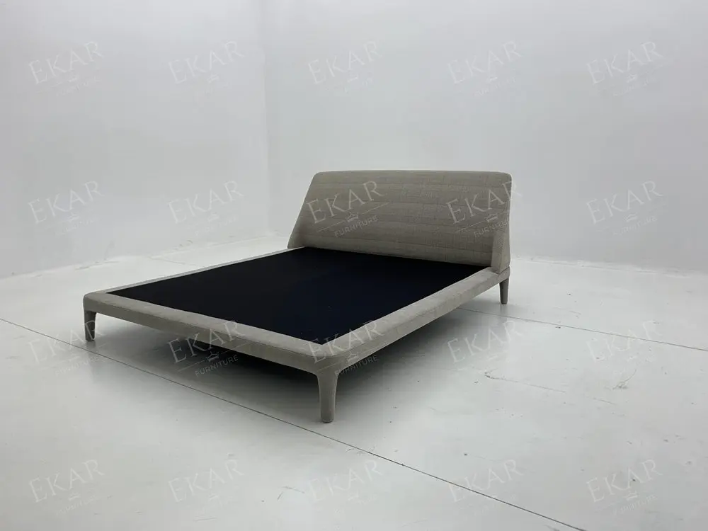 product smoke gray bed frame with white oak finish  metal interior structure   modern bedroom furniture-68