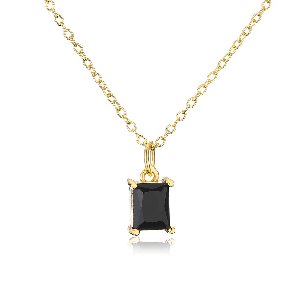 Luxury Square Shape CZ Stone Pendant Necklace for Parties