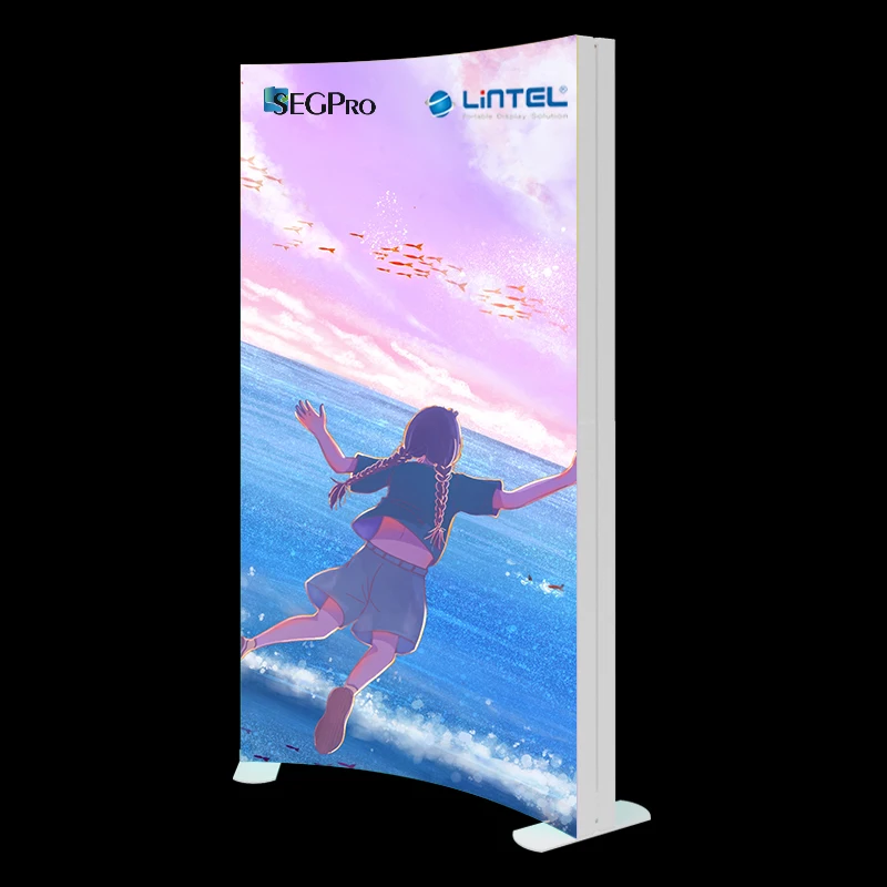 Portable indoor frameless pvc frame fabric led flood small advertising arc light box for pictures and photos