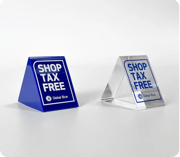 Custom Advertising Display Stand Acrylic Triangle Display Block OEM/ODM Tabletop Display Accessories Glass Block